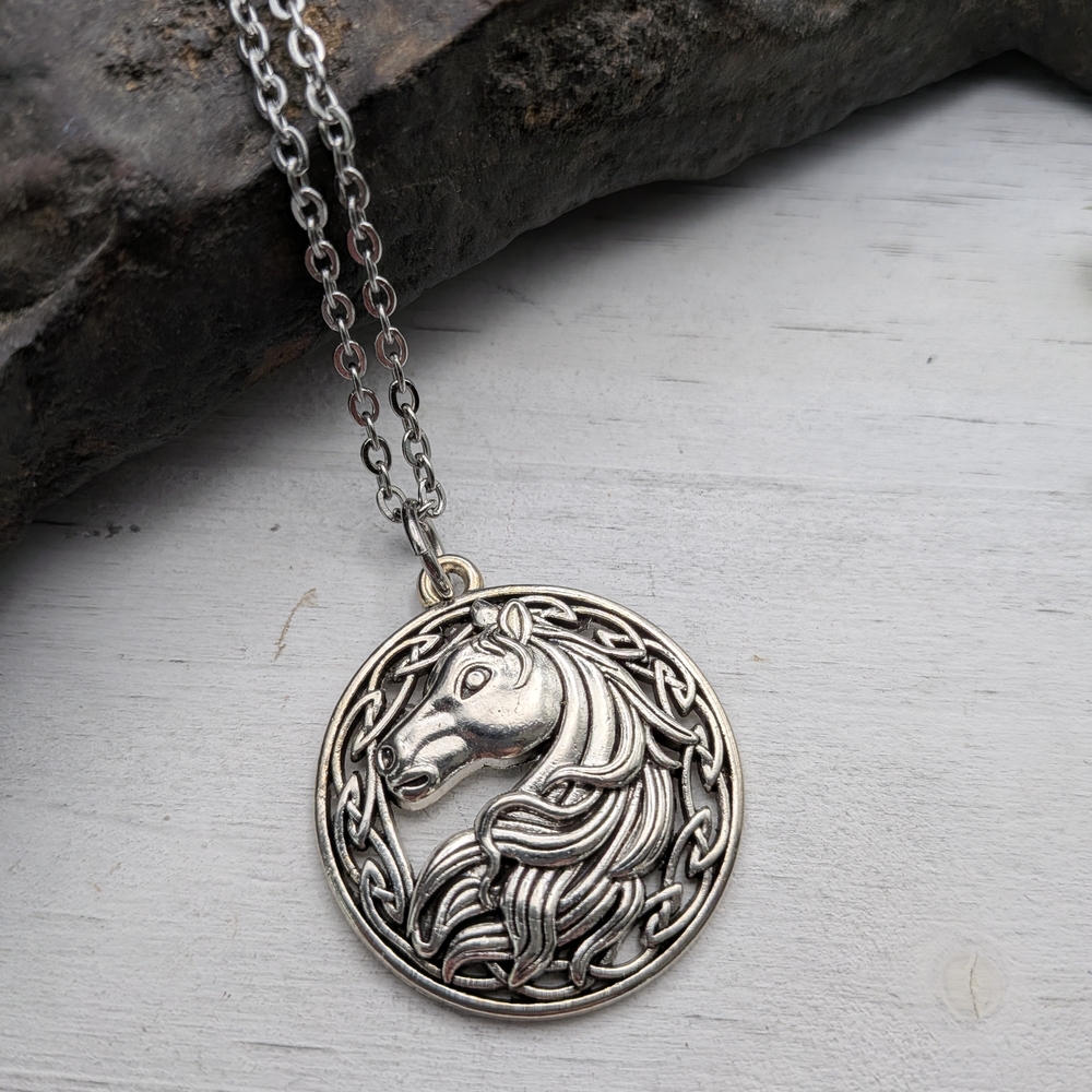 Silver Horse Pendant Necklace - Picture 2 of 4